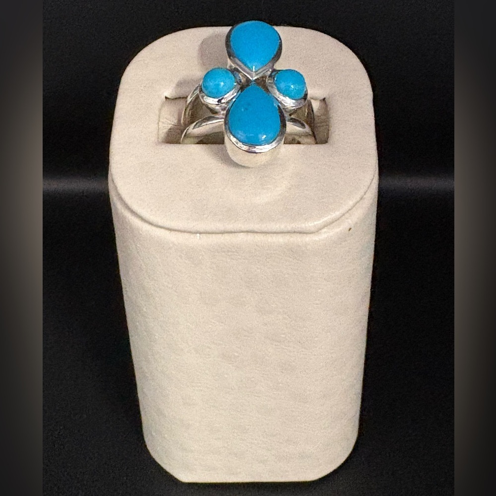 Turquoise Color 925 Arya Stamped Silver Ring.
